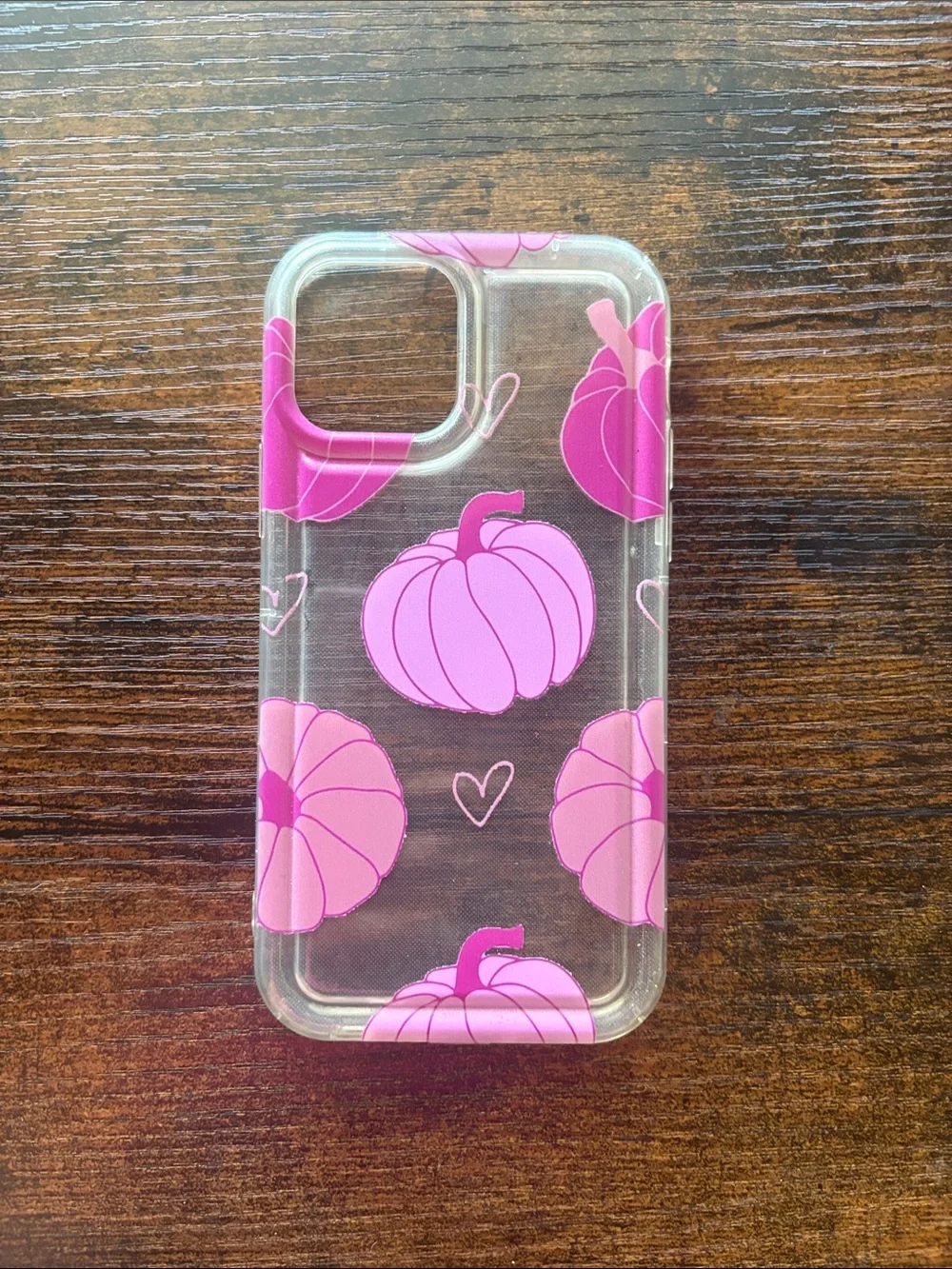 Clear Phone Case with Pink Pumpkin Pattern